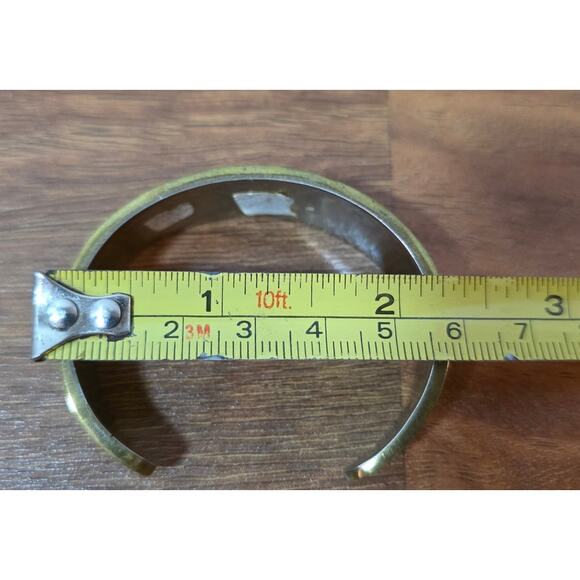 Vtg. German Nickel Silver Onyx Mother of Pearl Cuff Bracelet Alpaca Mexico - Picture 6 of 6